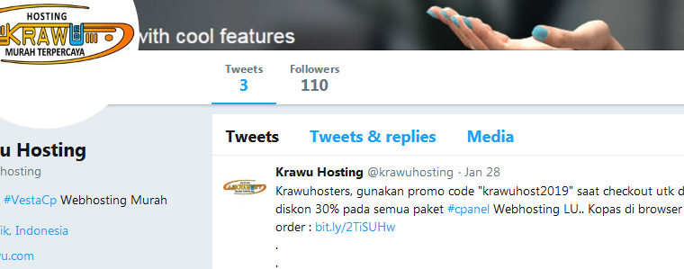 krawuhosting di twitter 760x299 » Tips Cara Efektif Meningkatkan Trafik Blog atau Web Menggunakan Twitter